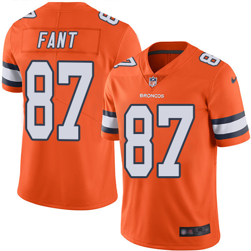 Men Denver Broncos #87 Noah Fant Limited Orange Rush Vapor Untouchable Football NFL Jersey